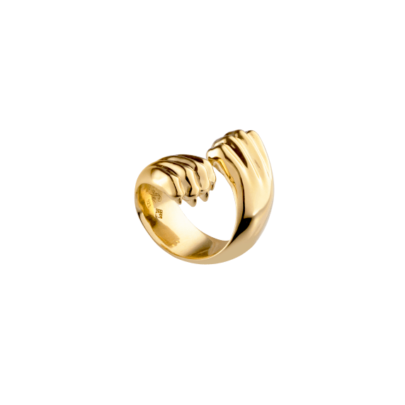 Sterling-Silver Gilded 24 Carats Cross Ring Decorative Object