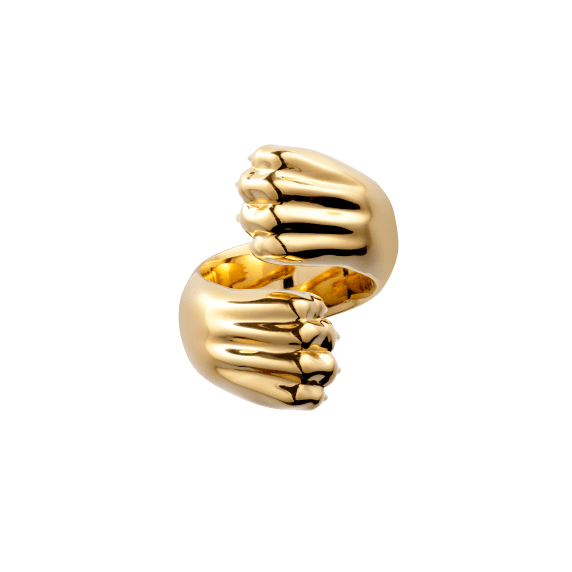 Sterling-Silver Gilded 24 Carats Cross Ring Decorative Object