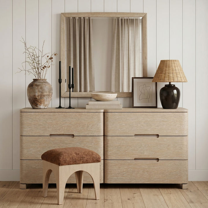 Caswell Oak Veneer And Solid Wood Frame Mirror — Natural