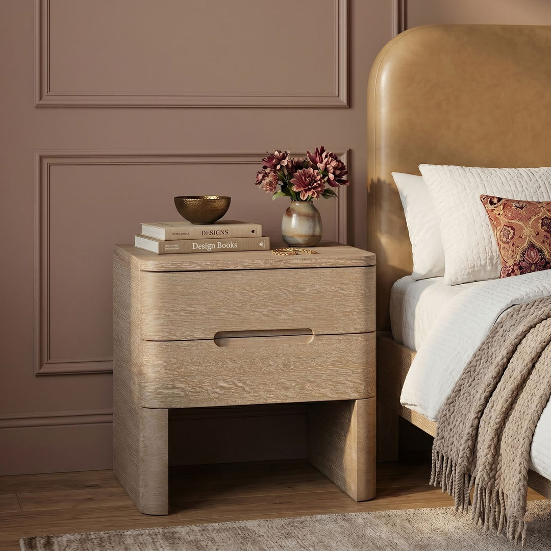 Caswell Oak Veneer And Solid Wood Nightstand — Natural
