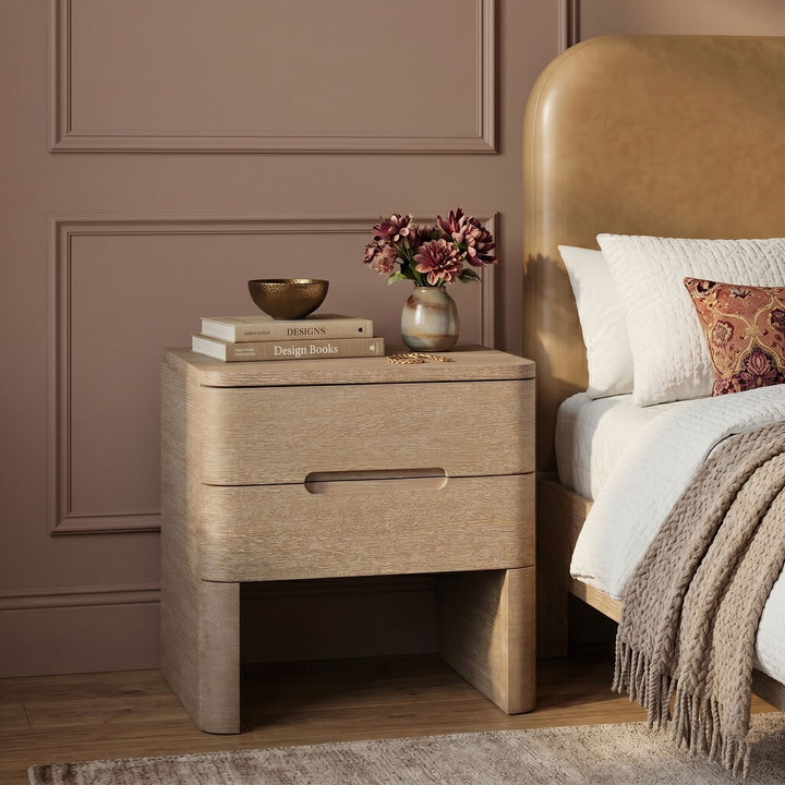 Caswell Oak Veneer And Solid Wood Nightstand — Natural
