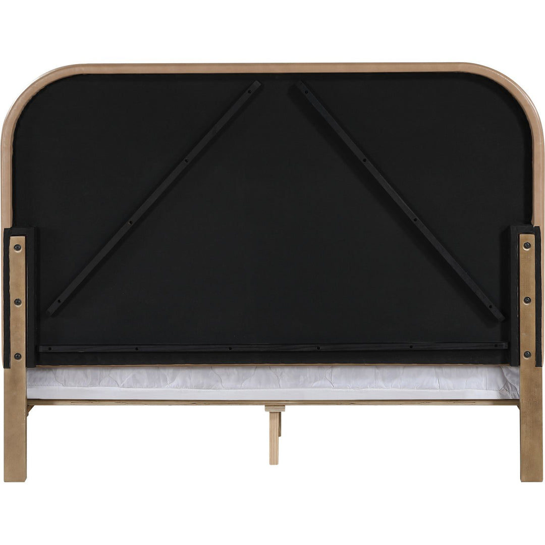 Caswell Natural Vegan Leather Upholstered Full Bed (3 Boxes)