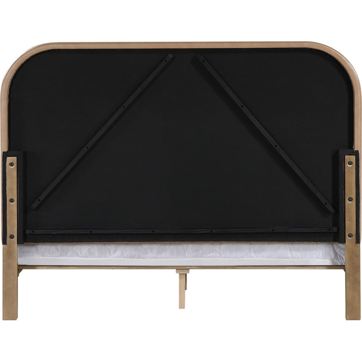 Caswell Natural Vegan Leather Upholstered Full Bed (3 Boxes)