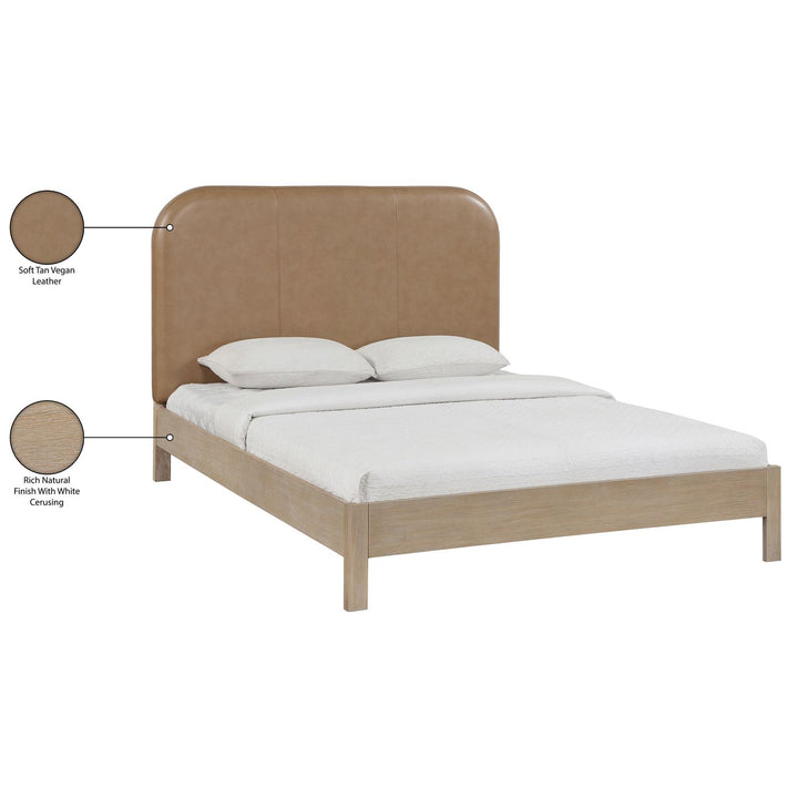 Caswell Natural Vegan Leather Upholstered King Bed (3 Boxes)