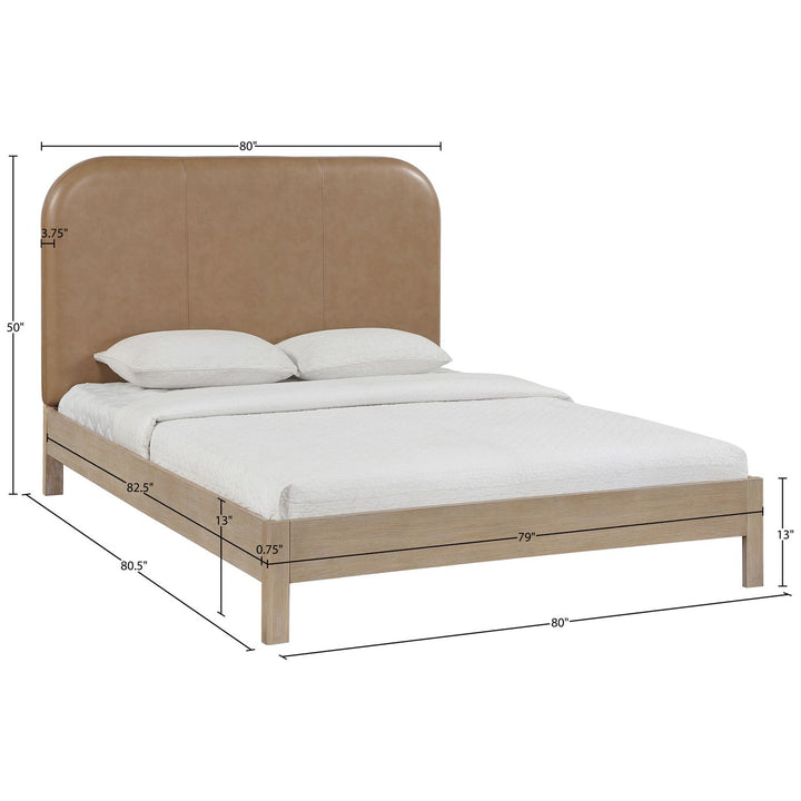 Caswell Natural Vegan Leather Upholstered King Bed (3 Boxes)