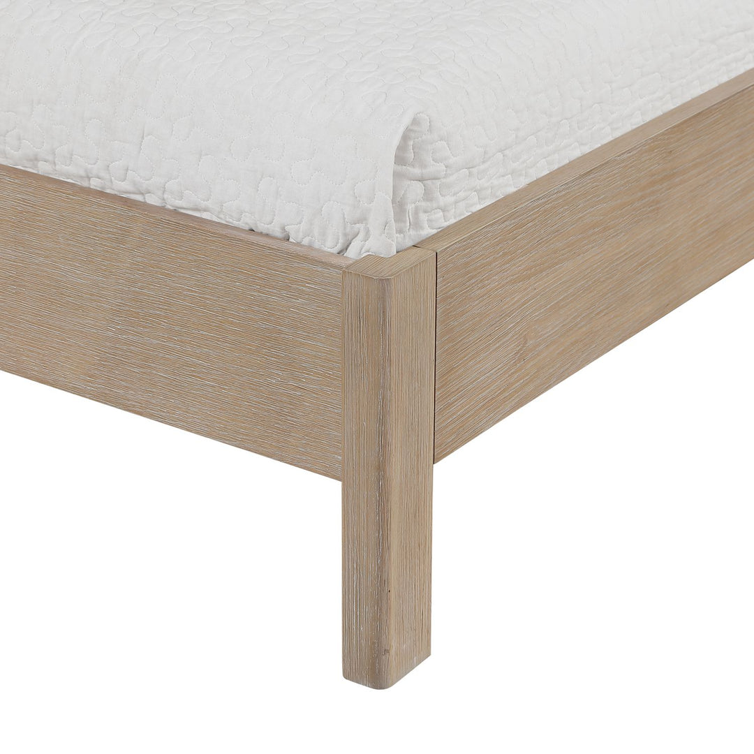 Caswell Natural Vegan Leather Upholstered King Bed (3 Boxes)
