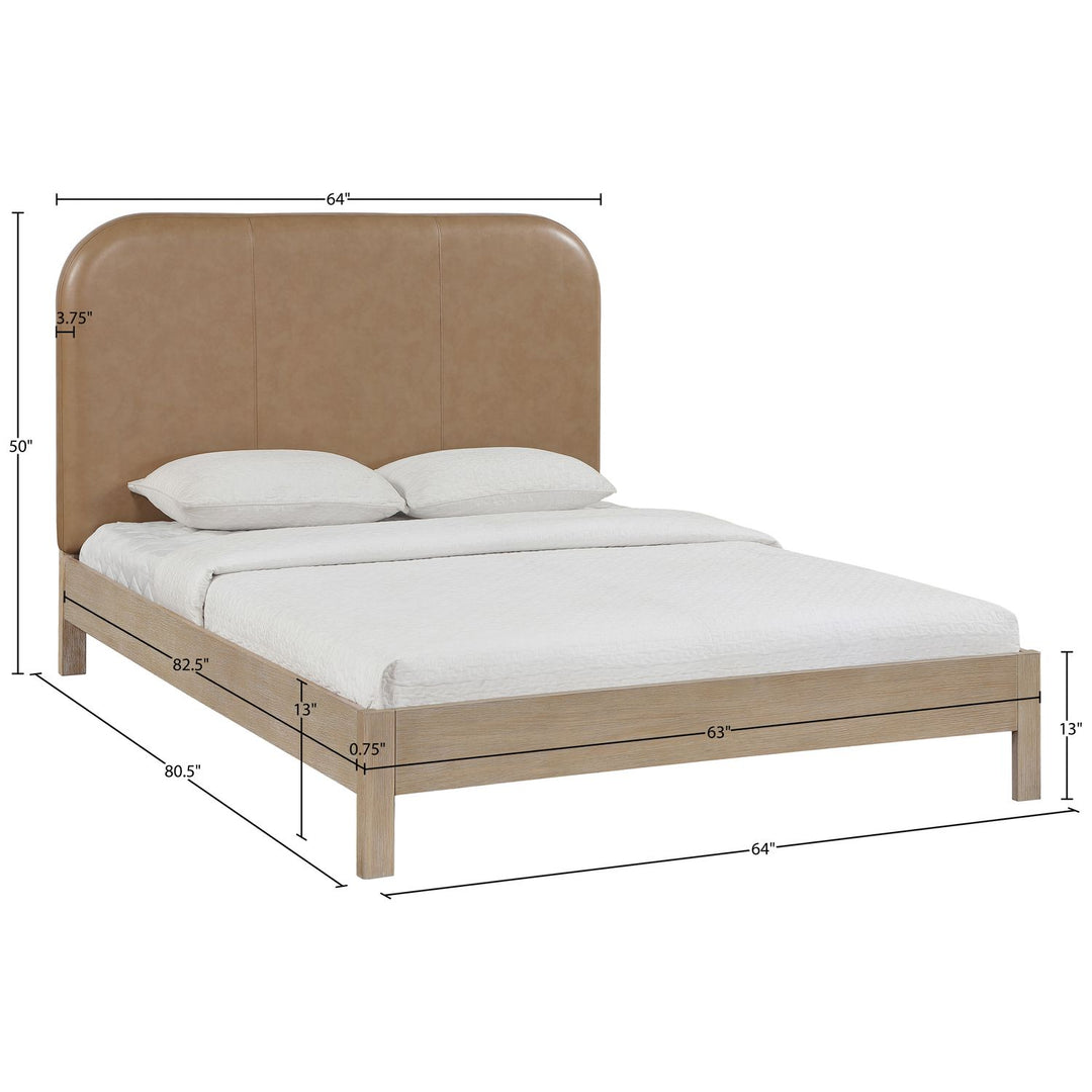 Caswell Natural Vegan Leather Upholstered Queen Bed (3 Boxes)