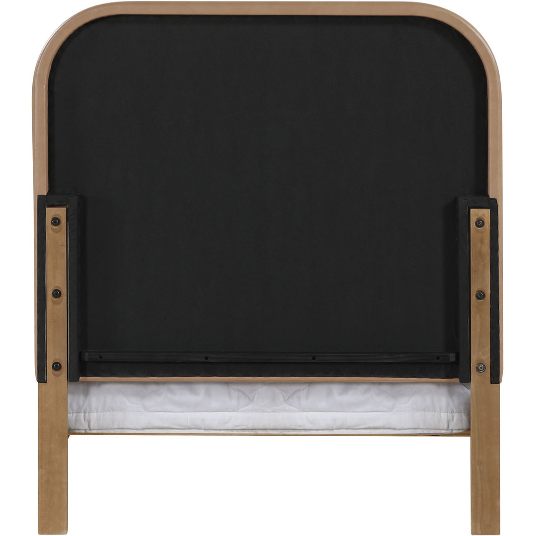 Caswell Natural Vegan Leather Upholstered Twin Bed (3 Boxes)