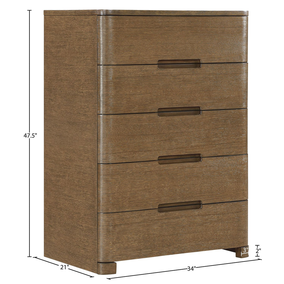 Caswell Oak Veneer And Solid Wood Chest — Brown
