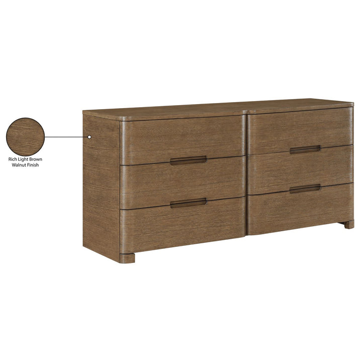 Caswell Oak Veneer And Solid Wood Dresser — Brown