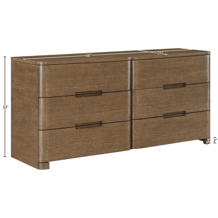 Caswell Oak Veneer And Solid Wood Dresser — Brown