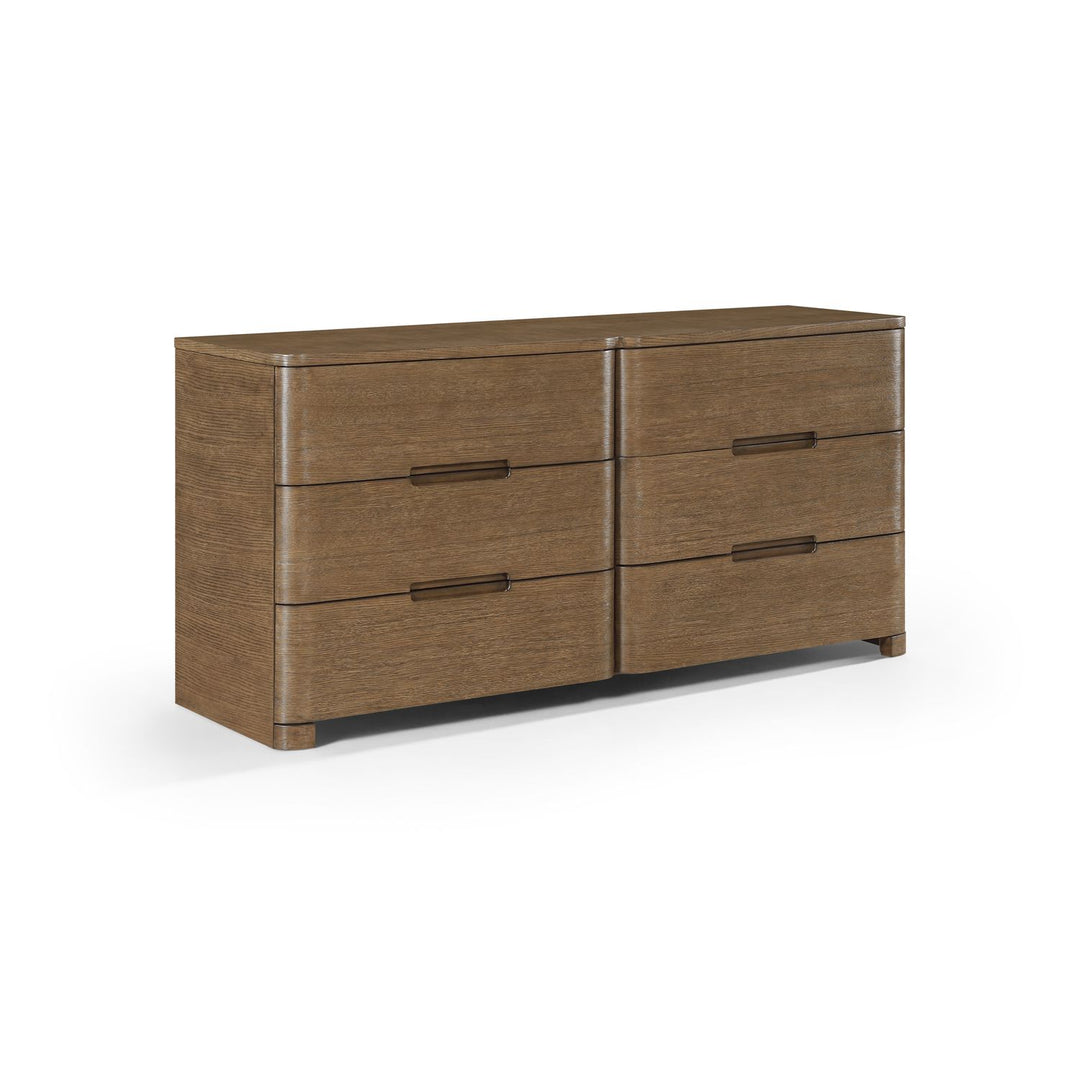 Caswell Oak Veneer And Solid Wood Dresser — Brown