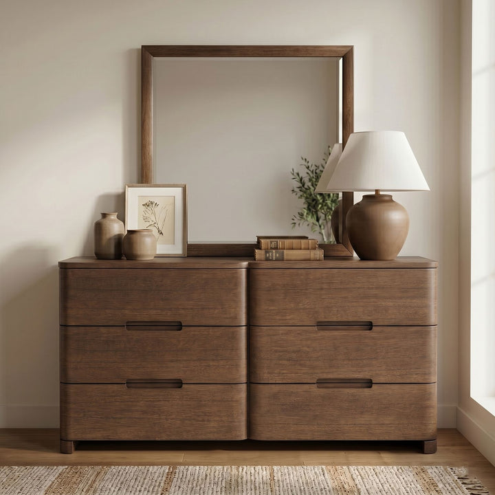 Caswell Oak Veneer And Solid Wood Dresser — Brown