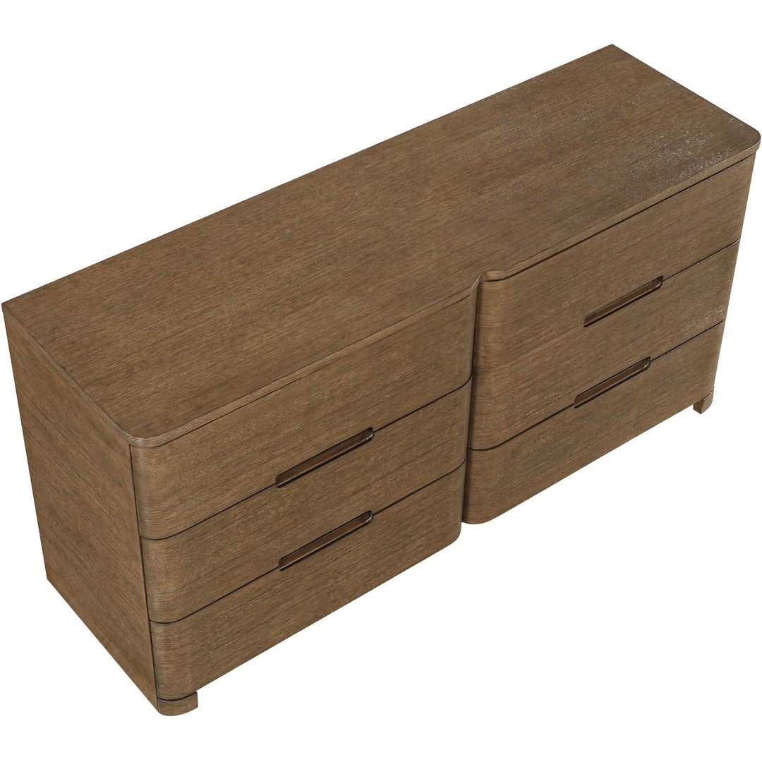 Caswell Oak Veneer And Solid Wood Dresser — Brown
