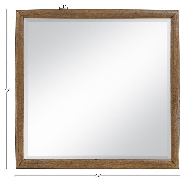 Caswell Oak Veneer And Solid Wood Frame Mirror — Brown