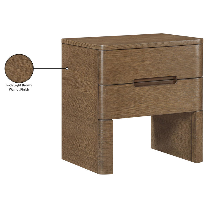 Caswell Oak Veneer And Solid Wood Nightstand — Brown