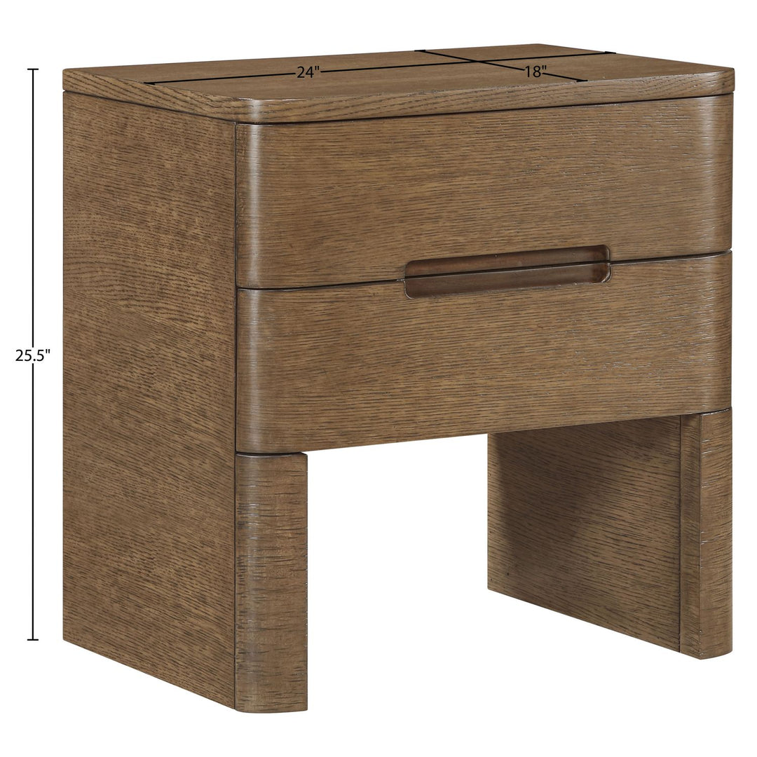 Caswell Oak Veneer And Solid Wood Nightstand — Brown
