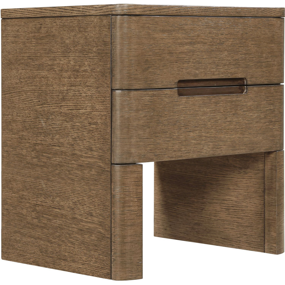 Caswell Oak Veneer And Solid Wood Nightstand — Brown