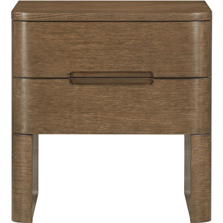 Caswell Oak Veneer And Solid Wood Nightstand — Brown