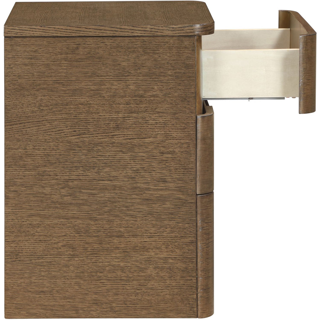 Caswell Oak Veneer And Solid Wood Nightstand — Brown