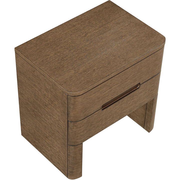 Caswell Oak Veneer And Solid Wood Nightstand — Brown