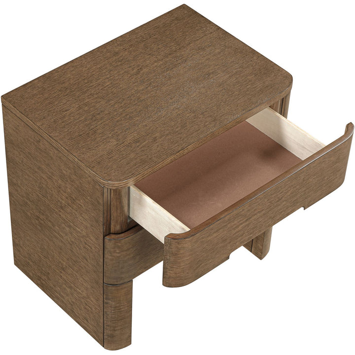 Caswell Oak Veneer And Solid Wood Nightstand — Brown