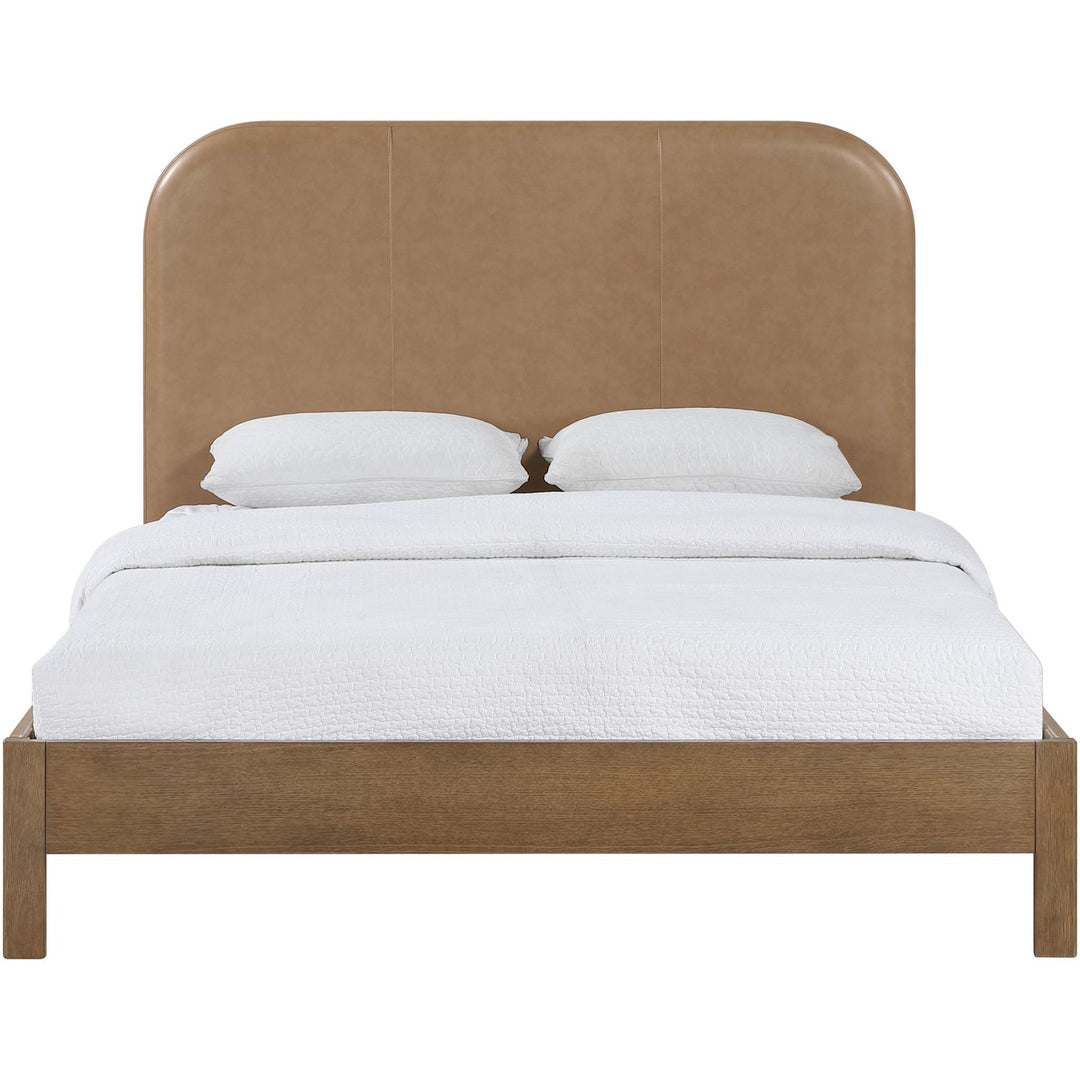 Caswell Brown Vegan Leather Upholstered Full Bed (3 Boxes)