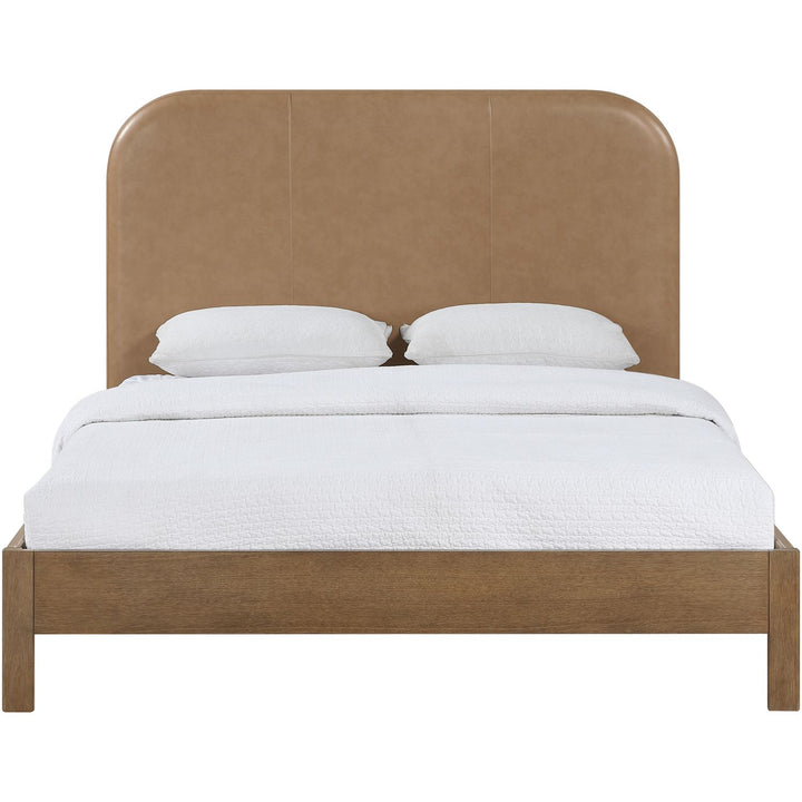 Caswell Brown Vegan Leather Upholstered Full Bed (3 Boxes)