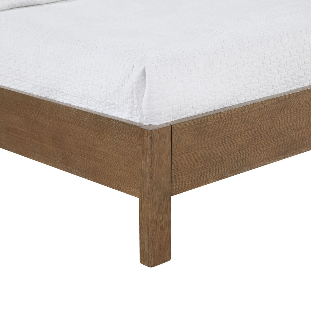 Caswell Brown Vegan Leather Upholstered King Bed (3 Boxes)