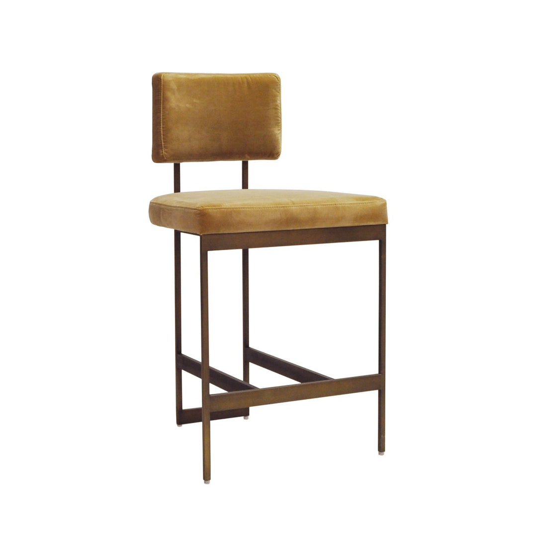 Baylor - Counter Stool With Bronze Base In Caramel Velvet