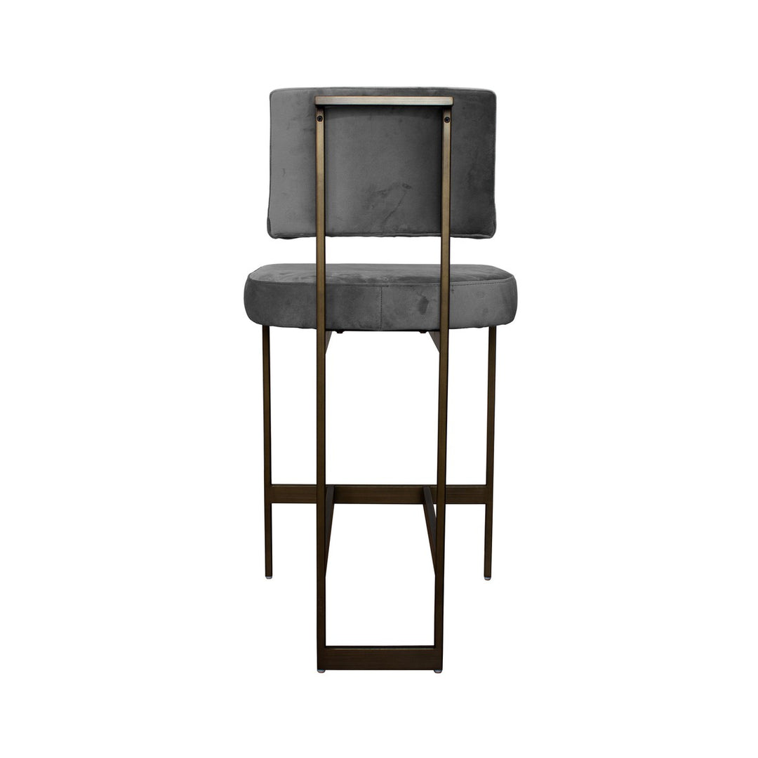 Baylor - Counter Stool With Bronze Base In Grey Velvet