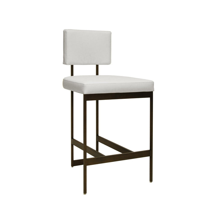 Baylor - Counter Stool With Bronze Base In White Vinyl