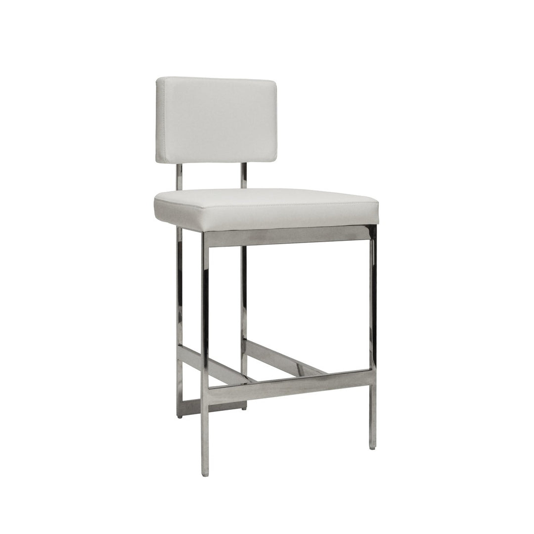 Baylor - Counter Stool With Nickel Base In White Vinyl