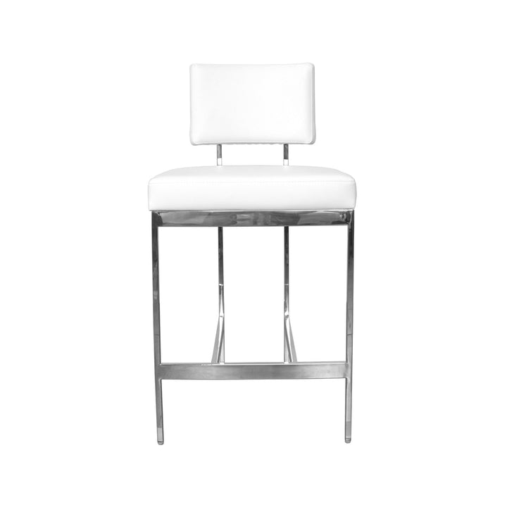 Baylor - Counter Stool With Nickel Base In White Vinyl