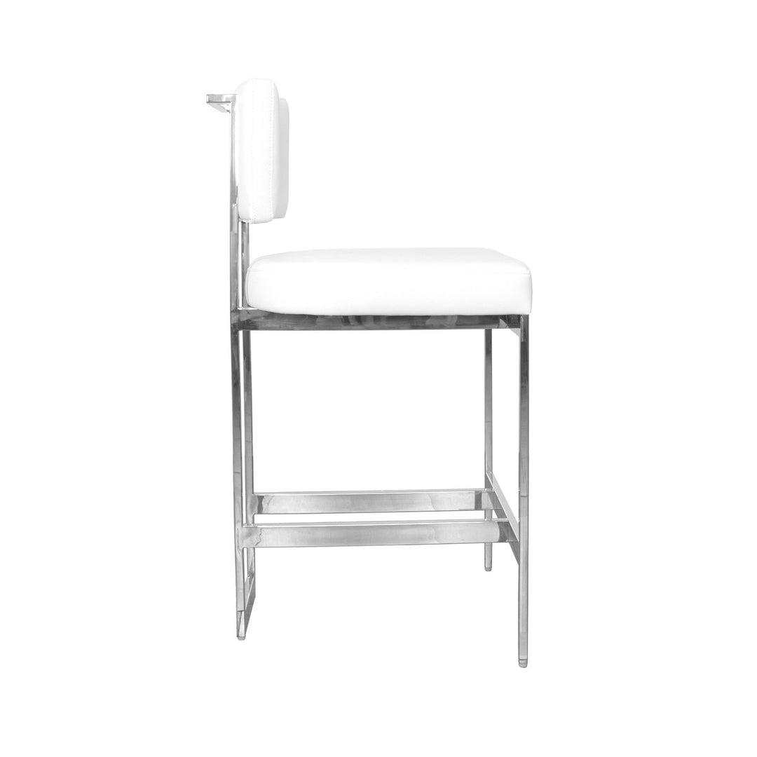 Baylor - Counter Stool With Nickel Base In White Vinyl