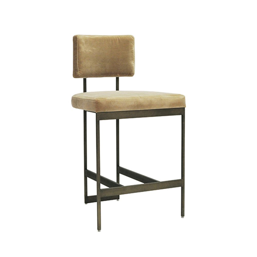 Bar & Counter Stools Baylor Counter Stool With Bronze Base In Caramel Velvet