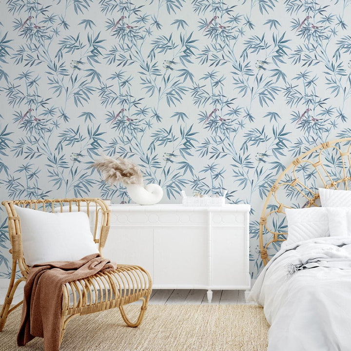 Bamboo Chinoiserie Peel And Stick Wallpaper-Tempaper & Co.-Tempaper-BC15212-DecorMystic Blue-4-France and Son