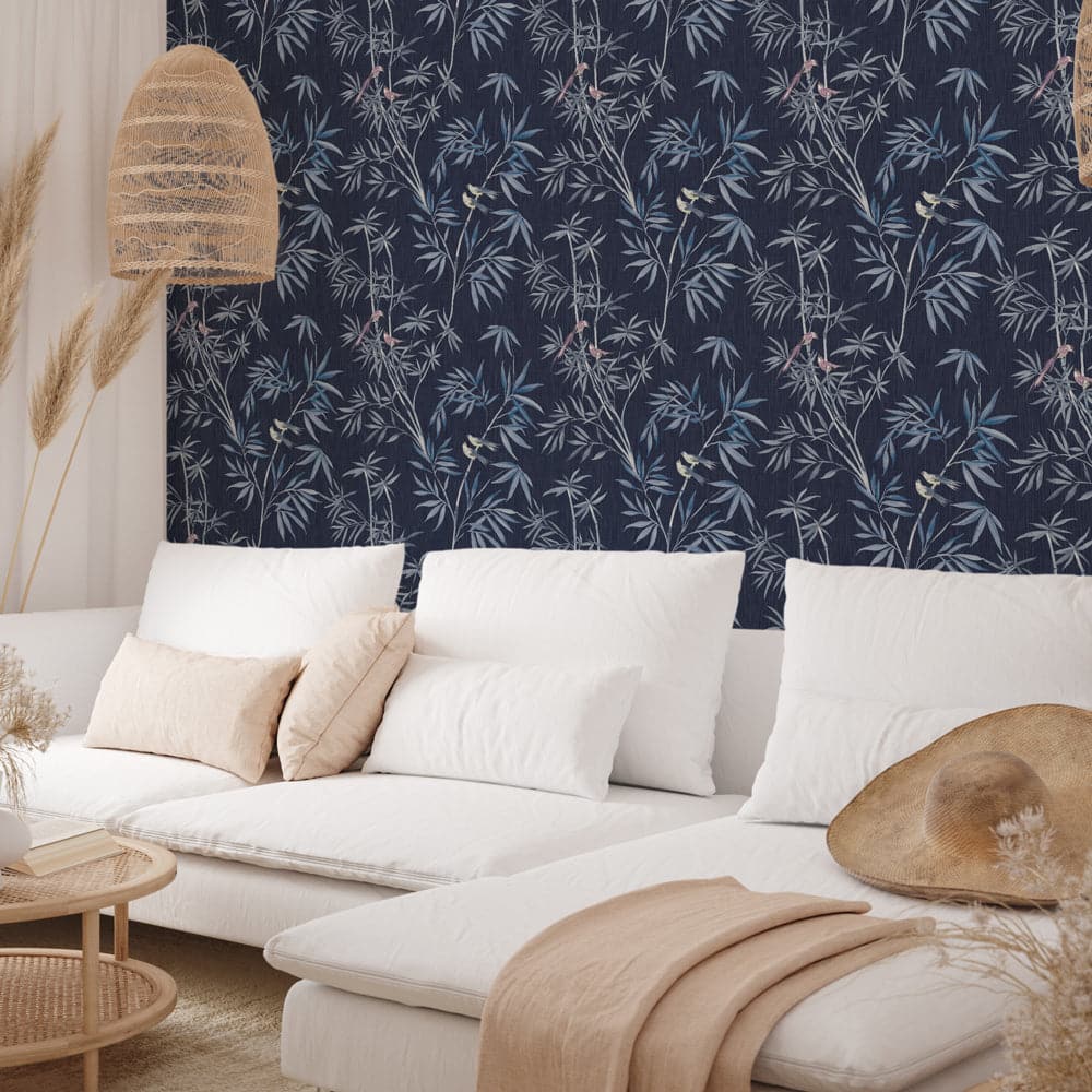 Bamboo Chinoiserie Peel And Stick Wallpaper-Tempaper & Co.-Tempaper-BC15212-DecorMystic Blue-10-France and Son