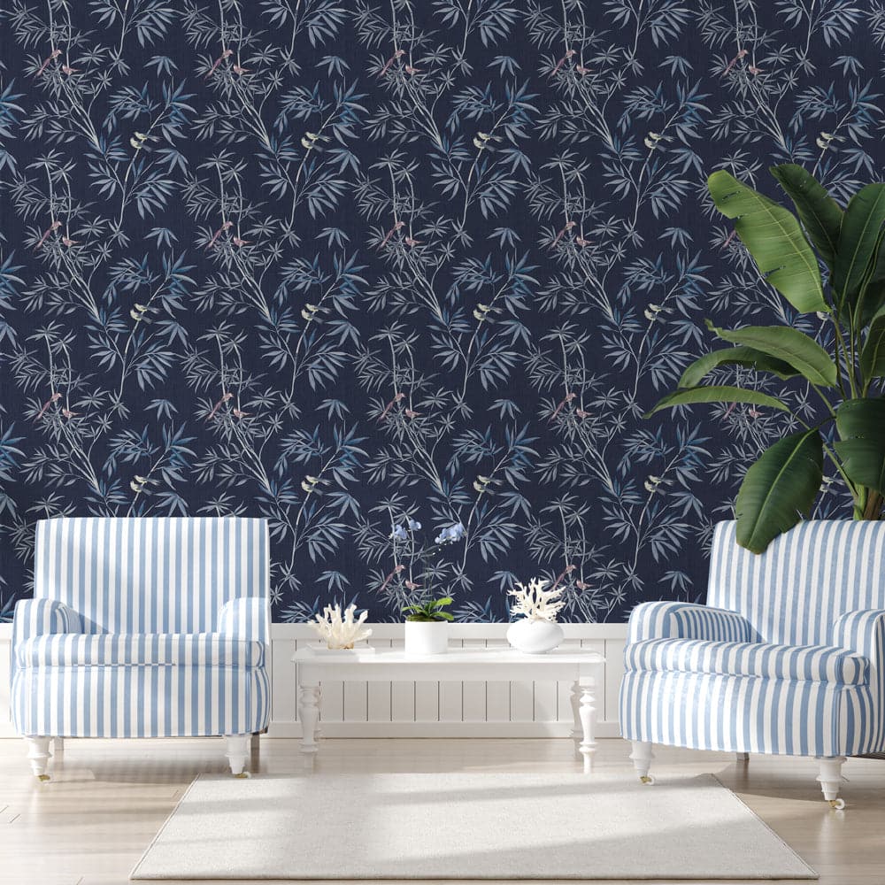 Bamboo Chinoiserie Peel And Stick Wallpaper-Tempaper & Co.-Tempaper-BC15212-DecorMystic Blue-13-France and Son