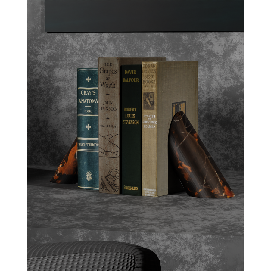 Crown Collection Onyx & Gold Stone Bookends-FABLER-MC-BE35-BG-Bookends-1-France and Son