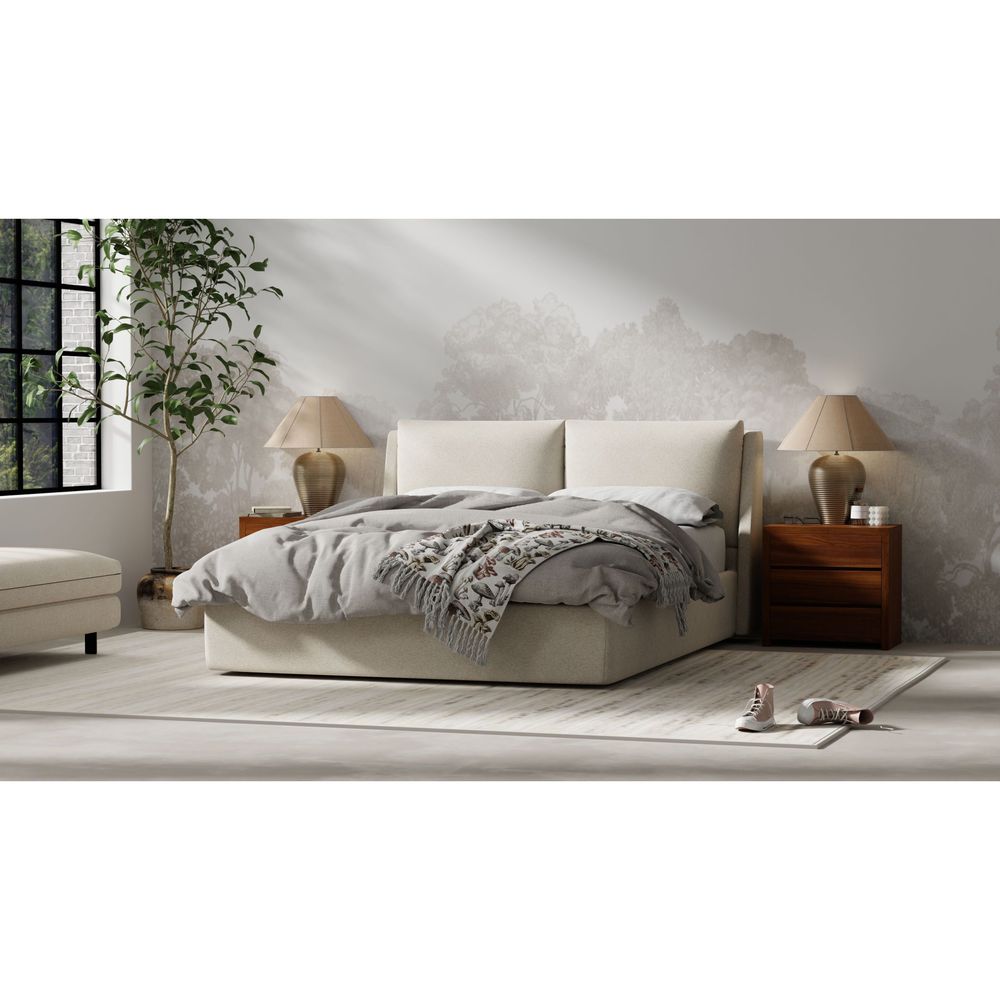 Beds Continental Storage Bed Queen Stone Wheat Fabric