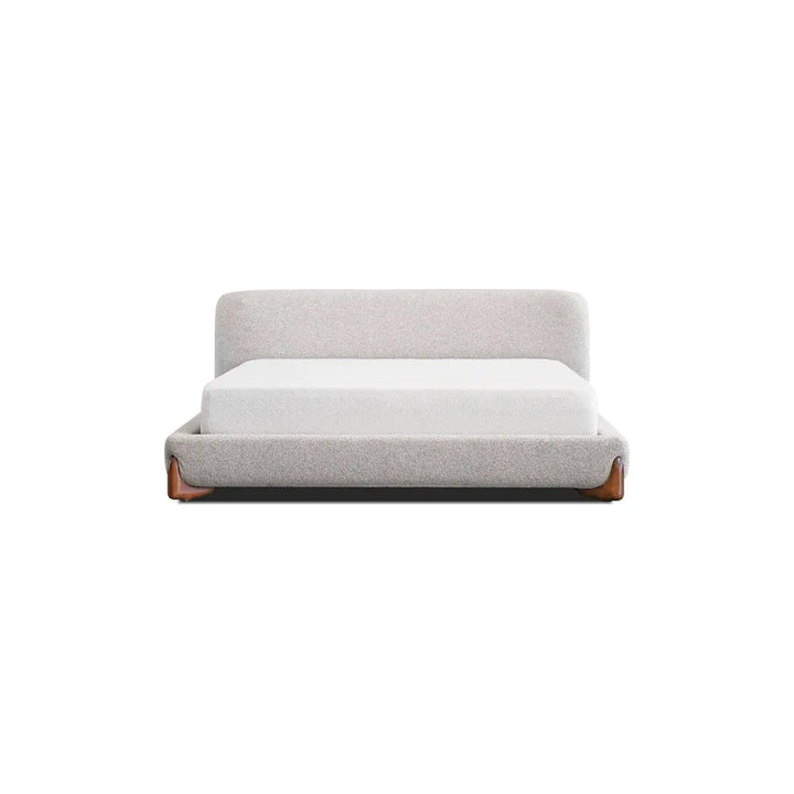Beds Mesa Upholstered Bed King Oat Tweed Fabric / Walnut Legs