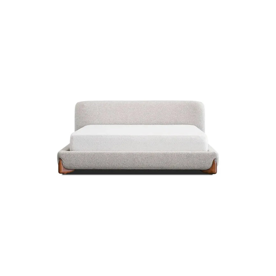 Beds Mesa Upholstered Bed King Oat Tweed Fabric / Walnut Legs