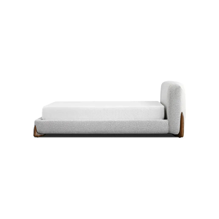 Beds Mesa Upholstered Bed King Oat Tweed Fabric / Walnut Legs
