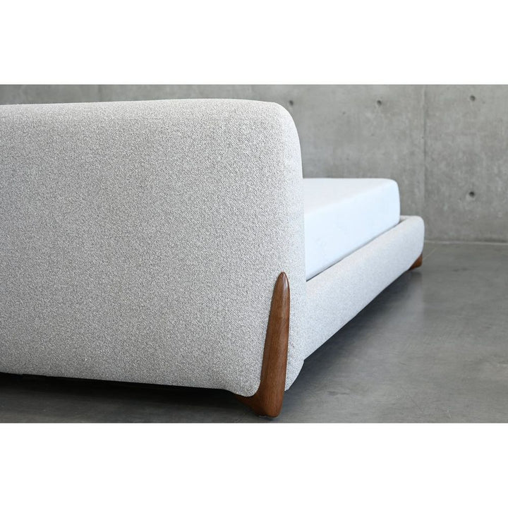 Mesa Upholstered Bed King Oat Tweed Fabric / Walnut Legs