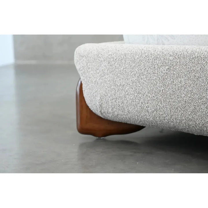 Mesa Upholstered Bed King Oat Tweed Fabric / Walnut Legs