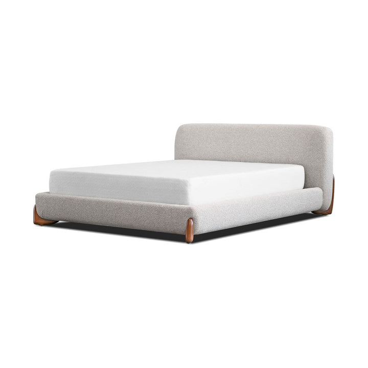 Beds Mesa Upholstered Bed Queen Oat Tweed Fabric / Walnut Legs