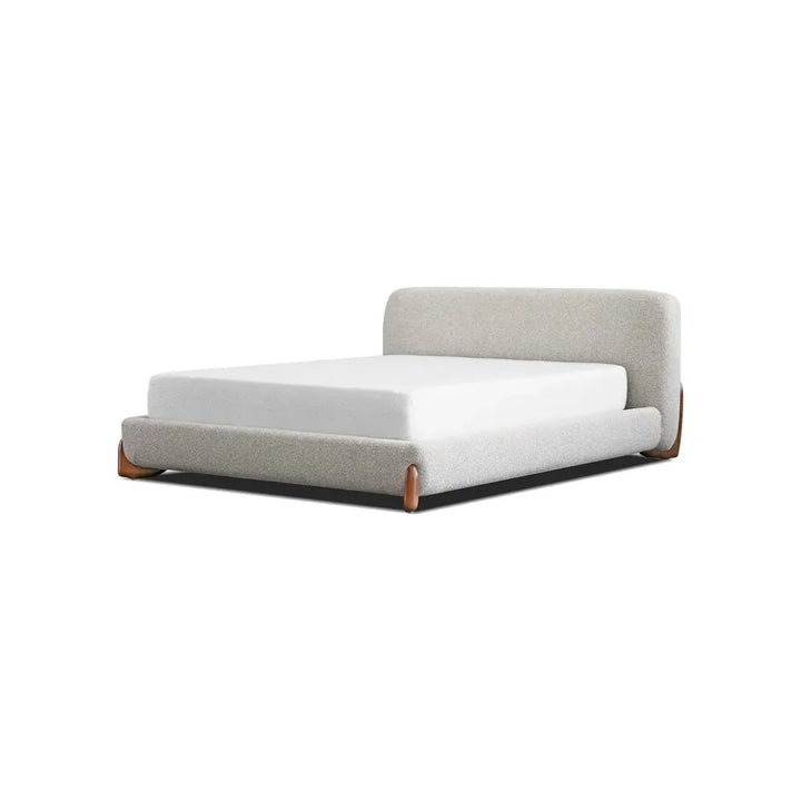 Beds Mesa Upholstered Bed King Oat Tweed Fabric / Walnut Legs