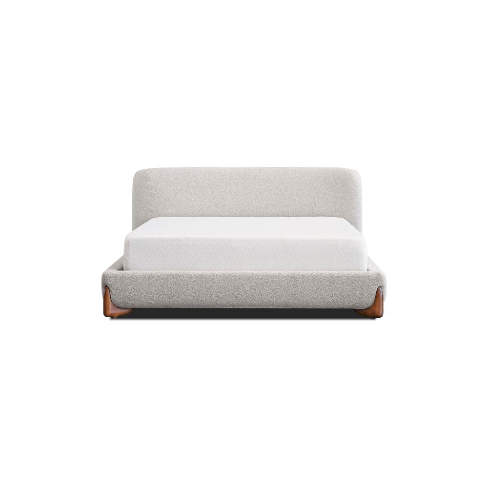Beds Mesa Upholstered Bed Queen Oat Tweed Fabric / Walnut Legs