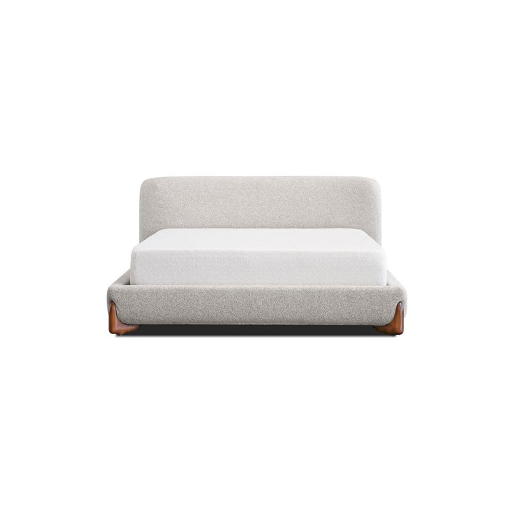 Beds Mesa Upholstered Bed Queen Oat Tweed Fabric / Walnut Legs